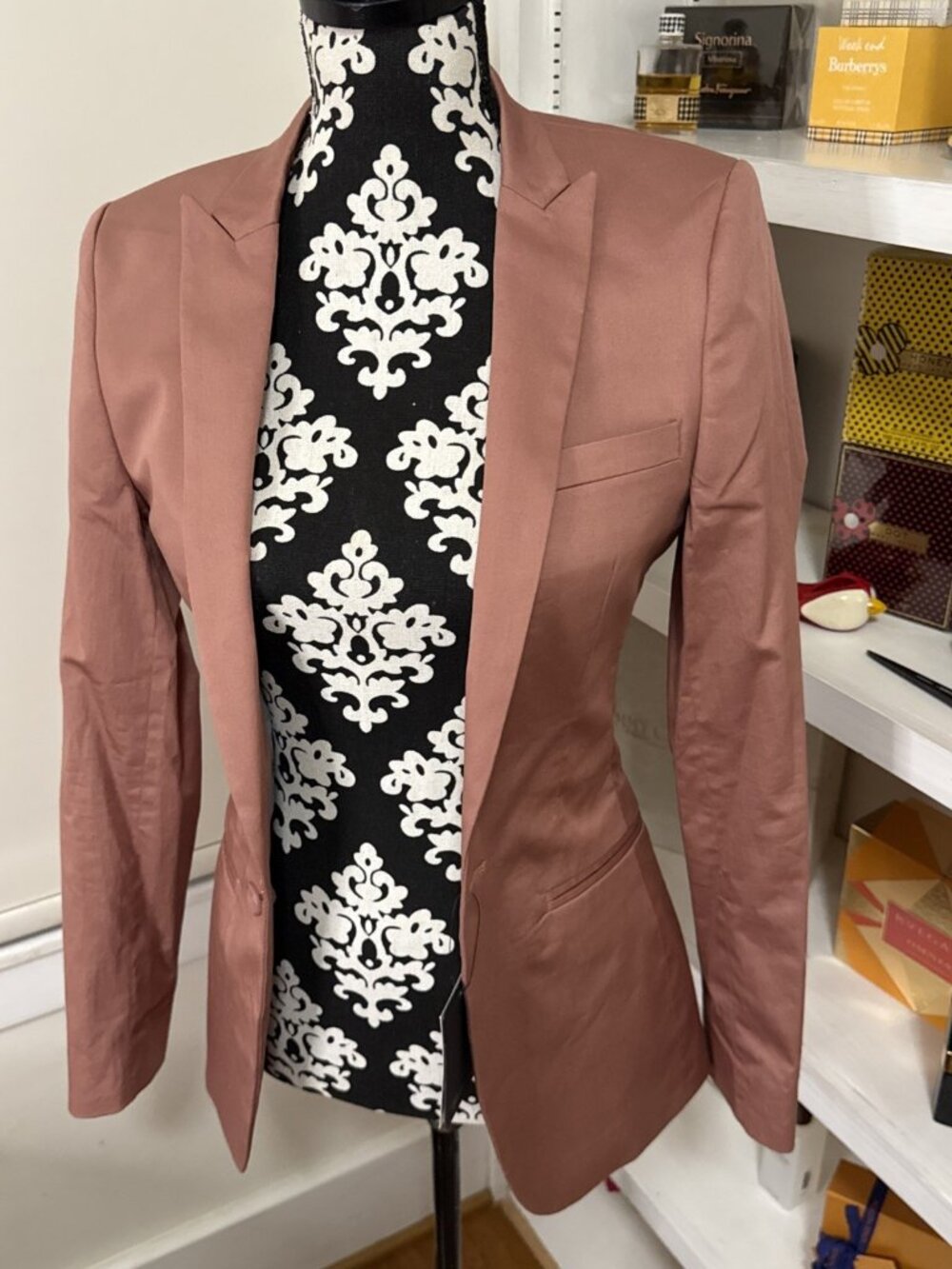 NEW ASOS Design Pink Single Breasted Collared Blazer Jacket Women's Dusty Rose 0